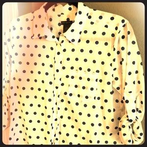 Blue polka dot collared shirt